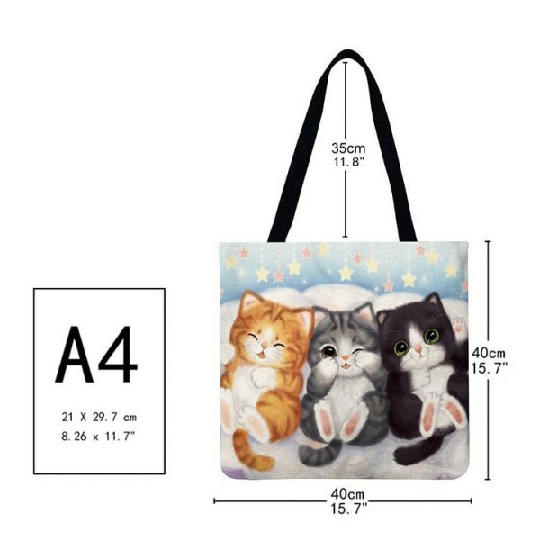 Linen Tote Bag -  Flower Pet Dog Cat