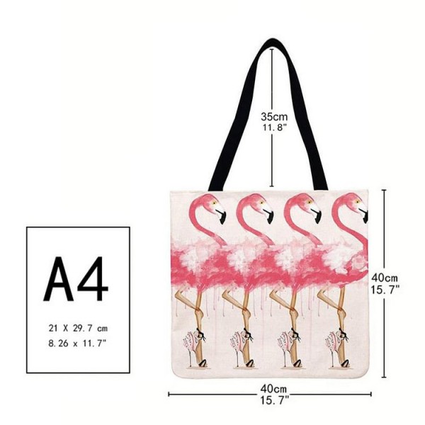 Linen Tote Bag - Ins Pink Flamingo