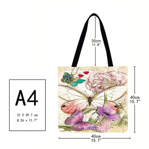 Linen Tote Bag - Flower