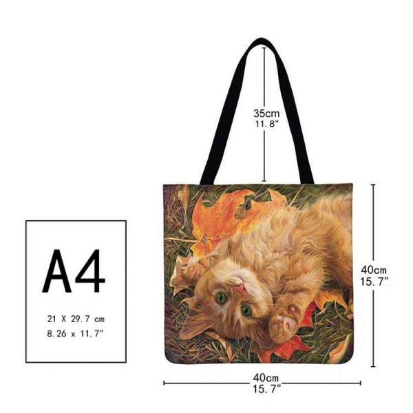 Linen Tote Bag - Lovely Cat