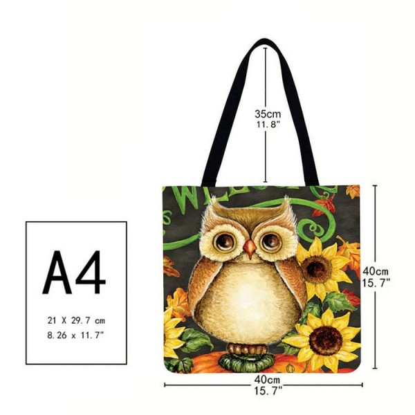 Linen Tote Bag - Owl