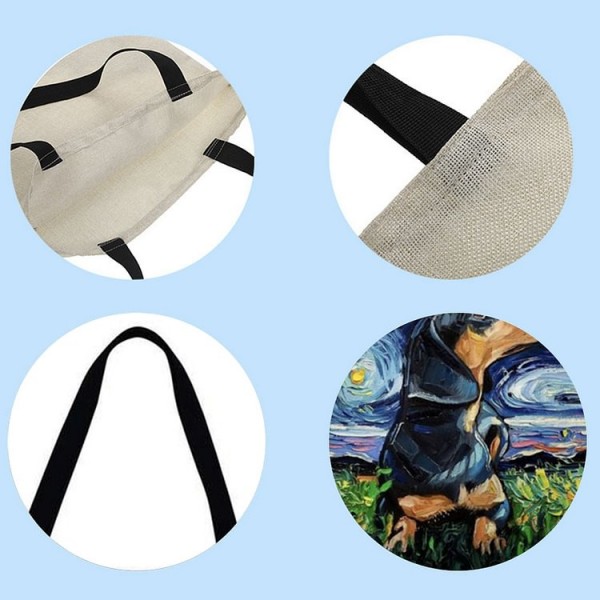 Linen Tote Bag -  Van Gogh/Starry Sky Animal Dog