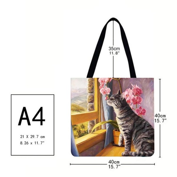 Linen Tote Bag - Cat