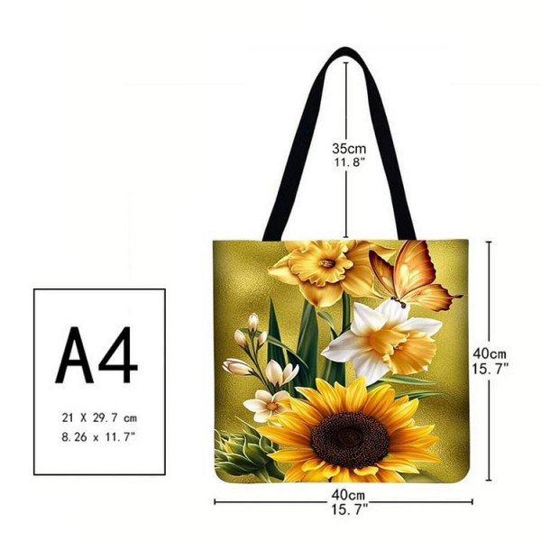 Linen Tote Bag - Flower Butterfly