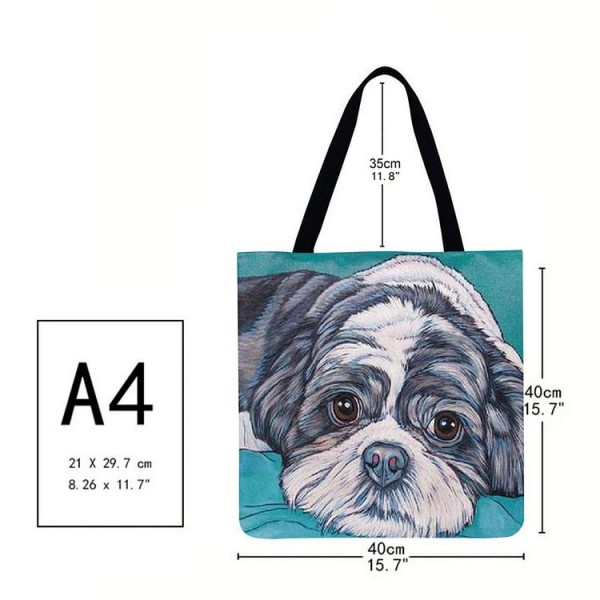 Linen Tote Bag - Dog Linen Tote Bag