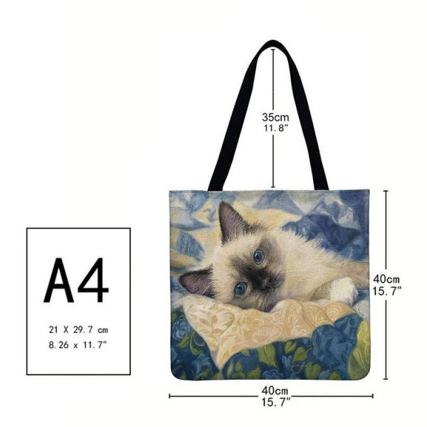 Linen Tote Bag - Lovely Cat