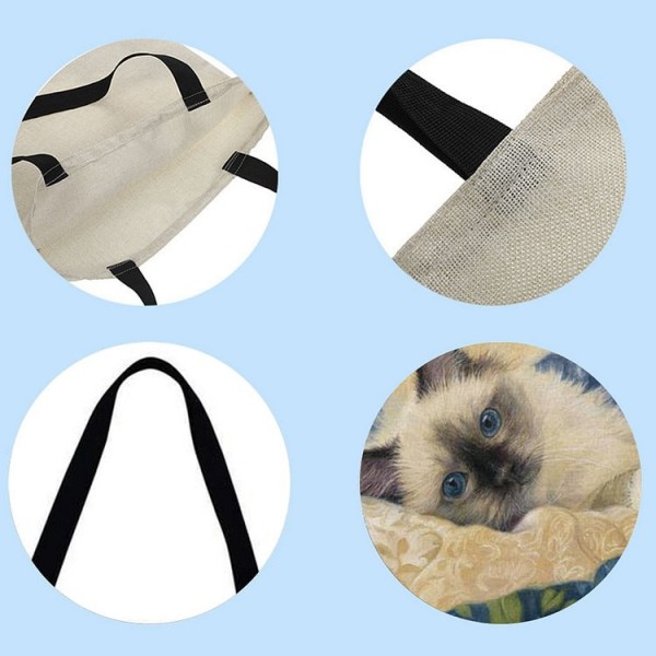 Linen Tote Bag - Lovely Cat