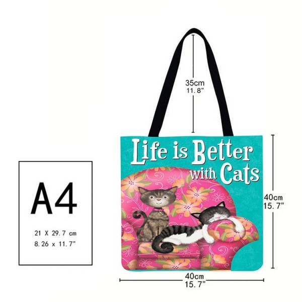 Linen Tote Bag - Cat