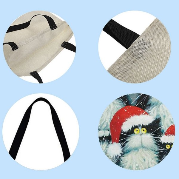 Linen Tote Bag - Cartoon Cat