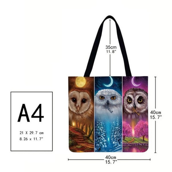 Linen Tote Bag - Owls