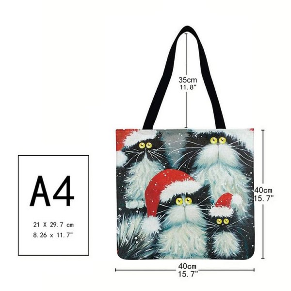 Linen Tote Bag - Cartoon Cat