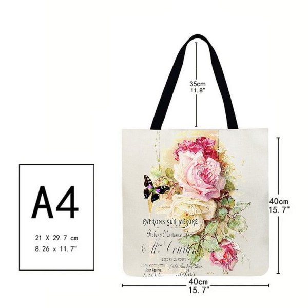 Linen Tote Bag - Butterfly Flower