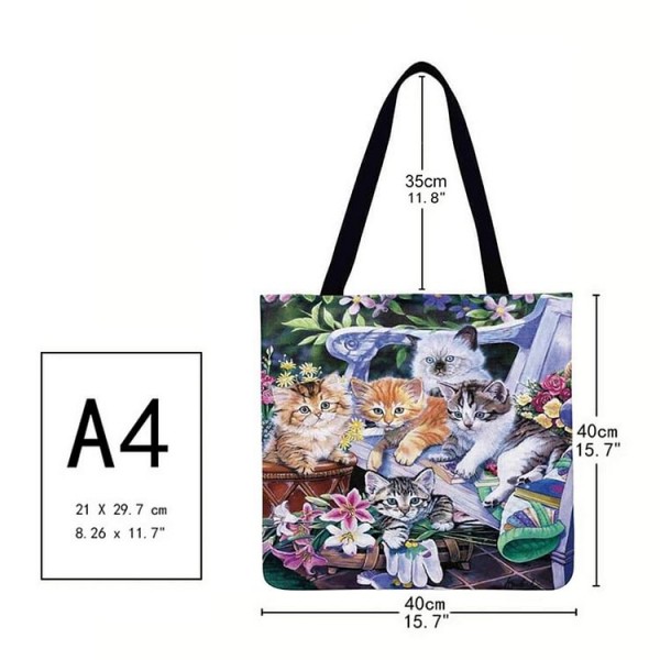 Linen Tote Bag - Oil Painting Cat