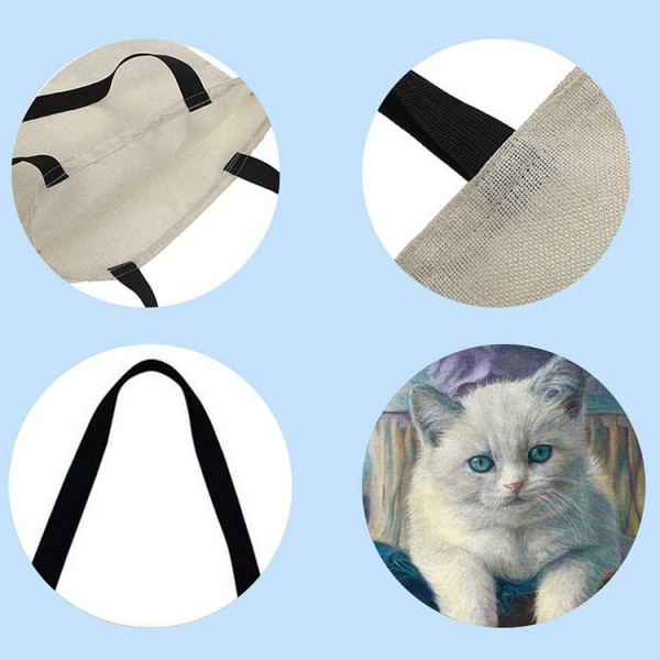 Linen Tote Bag - Christmas Lovely Cat