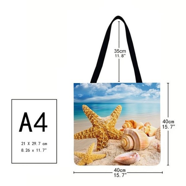 Linen Tote Bag - Shell Starfish