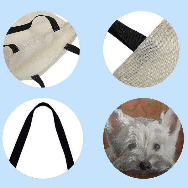 Linen Tote Bag -  Westie Dog