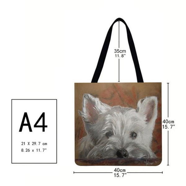 Linen Tote Bag -  Westie Dog