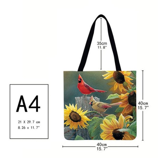 Linen Tote Bag - Sunflower Bird