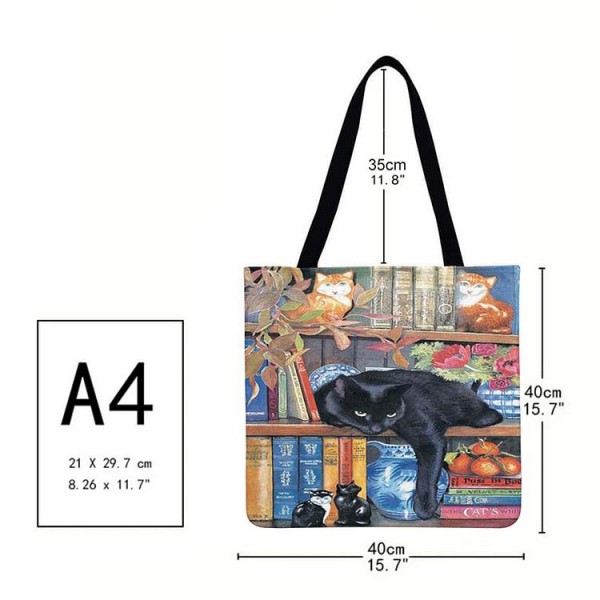 Linen Tote Bag - Cat