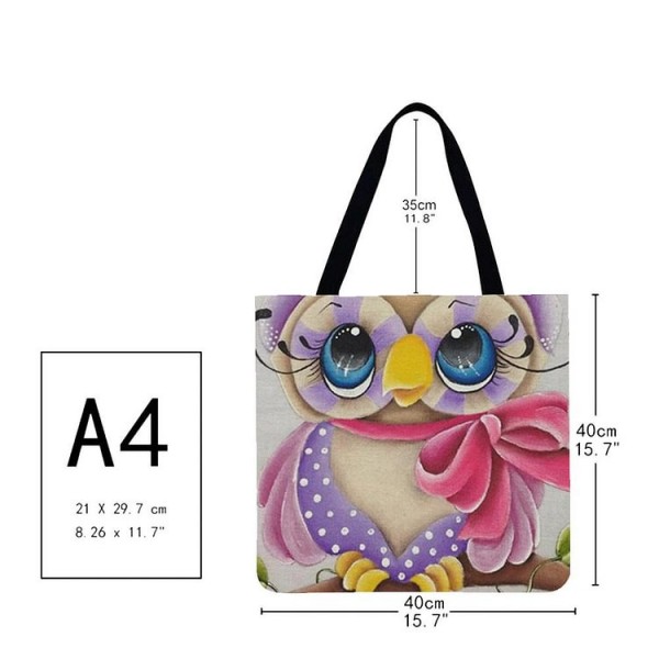 Linen Tote Bag -  owl