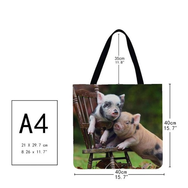 Linen Tote Bag -  pig