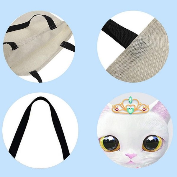 Linen Tote Bag -  cartoon cat