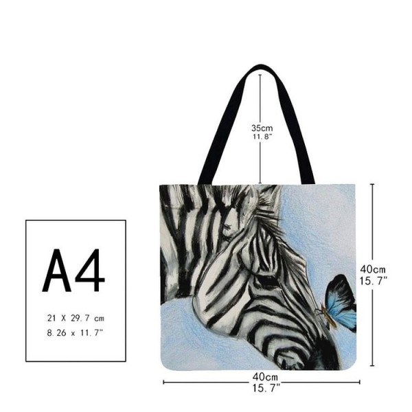 Linen Tote Bag -  zebra