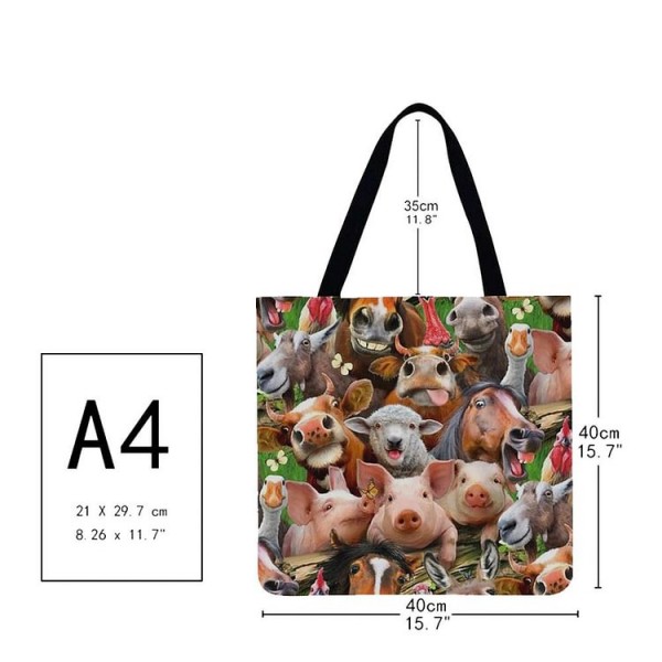 Linen Tote Bag -  pig