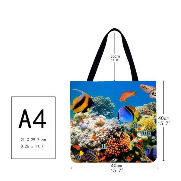 Linen Tote Bag -  underwater scenery