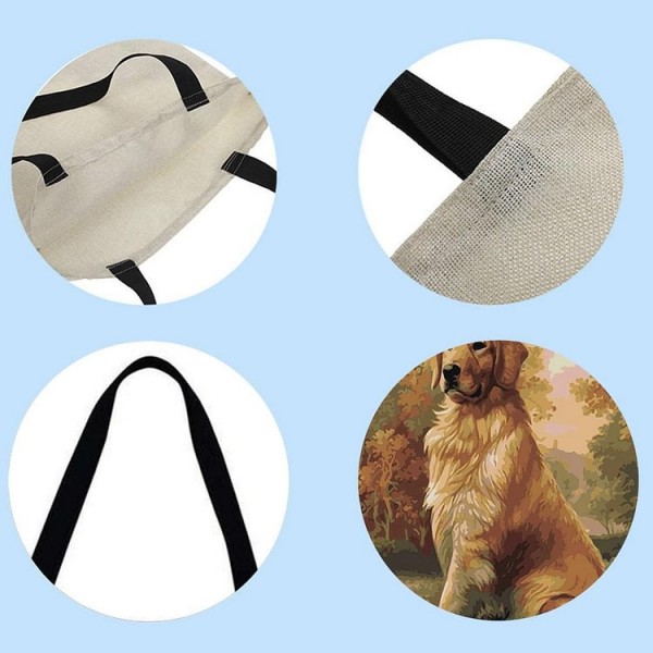 Linen Tote Bag -  golden retriever