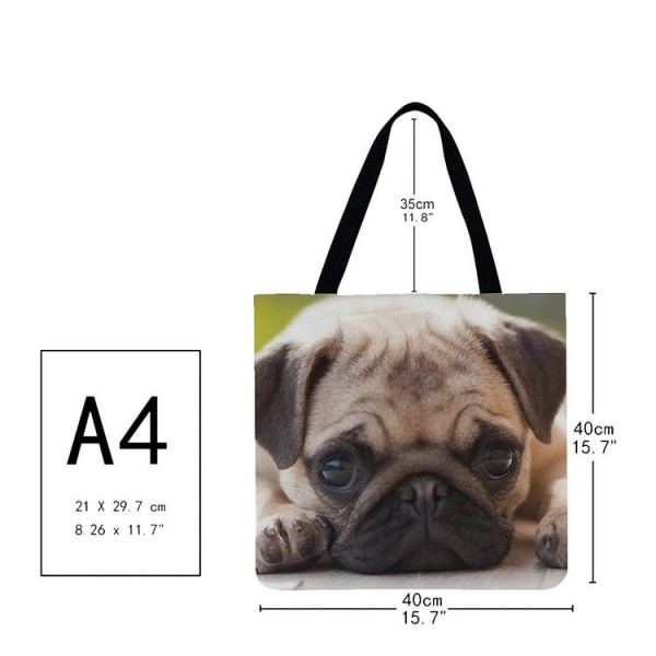 Linen Tote Bag -  pug