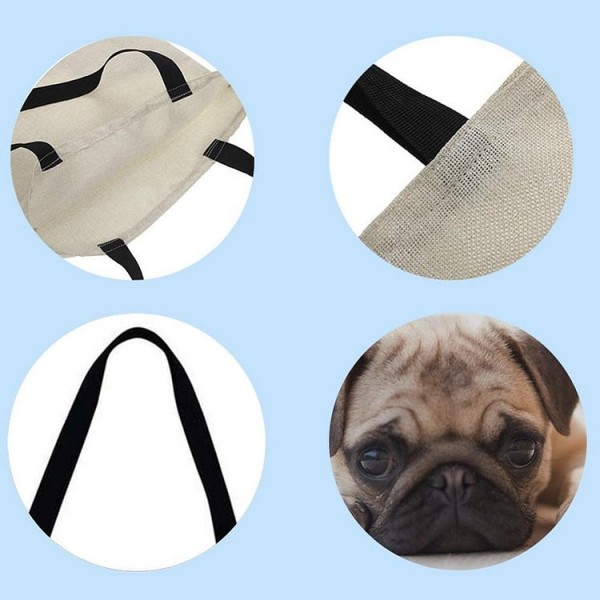 Linen Tote Bag -  pug