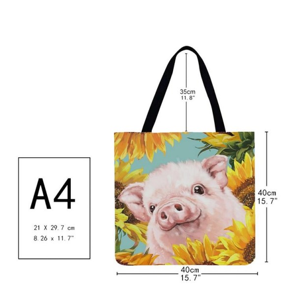 Linen Tote Bag -  pig