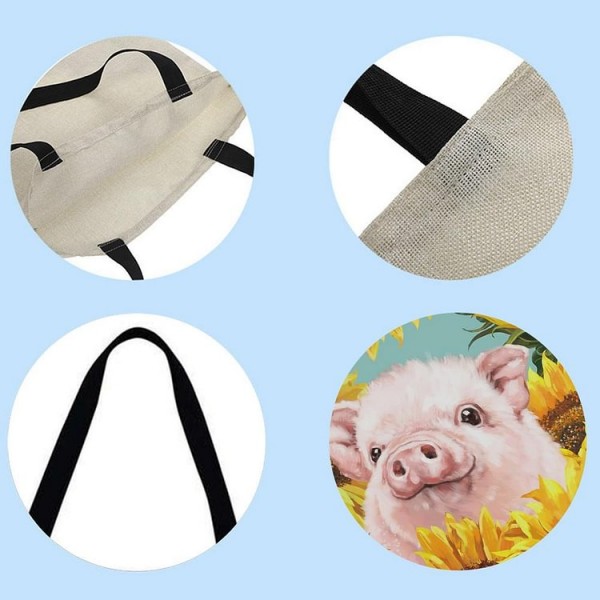 Linen Tote Bag -  pig