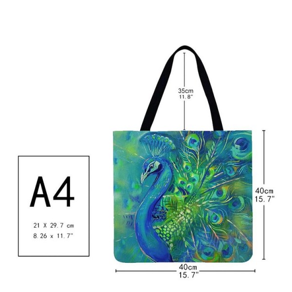 Linen Tote Bag -  Peacock