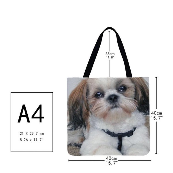 Linen Tote Bag -  Shih Tzu