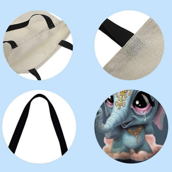 Linen Tote Bag -  cartoon animals