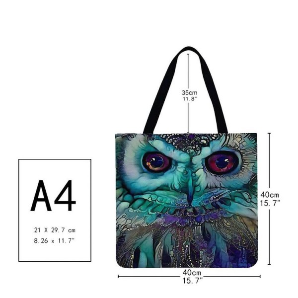 Linen Tote Bag -  owl