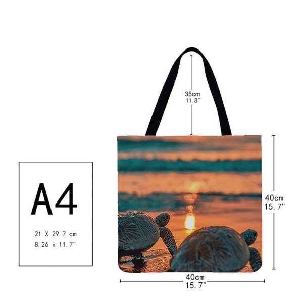 Linen Tote Bag -  sea ​​turtle