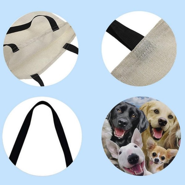 Linen Tote Bag -  Different breeds of dogs