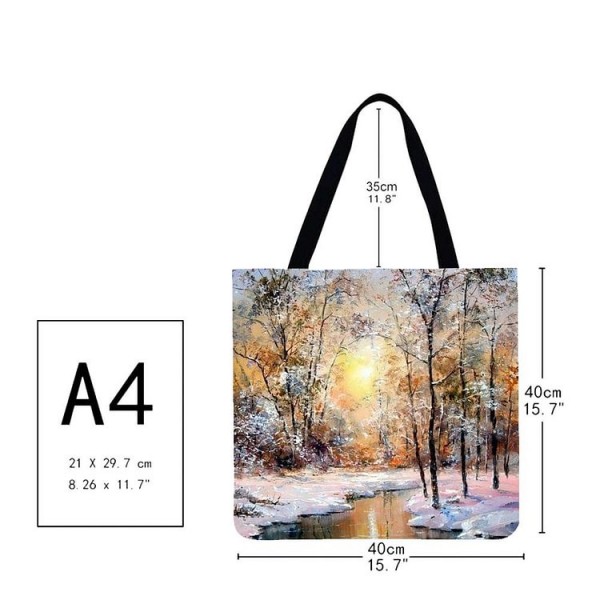 Linen Tote Bag -  snow scene