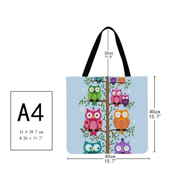 Linen Tote Bag -  owl