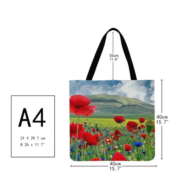 Linen Tote Bag -  poppy