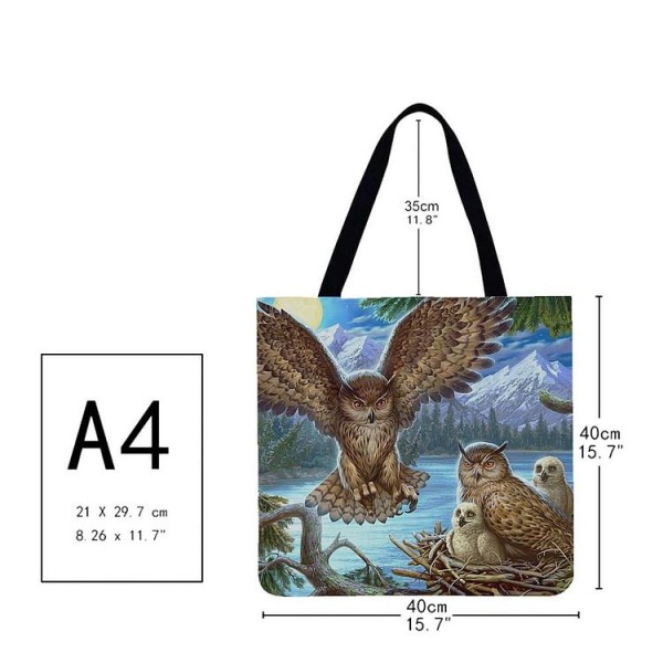 Linen Tote Bag -  owl