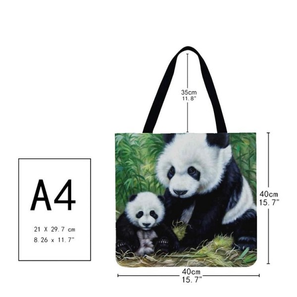 Linen Tote Bag -  panda