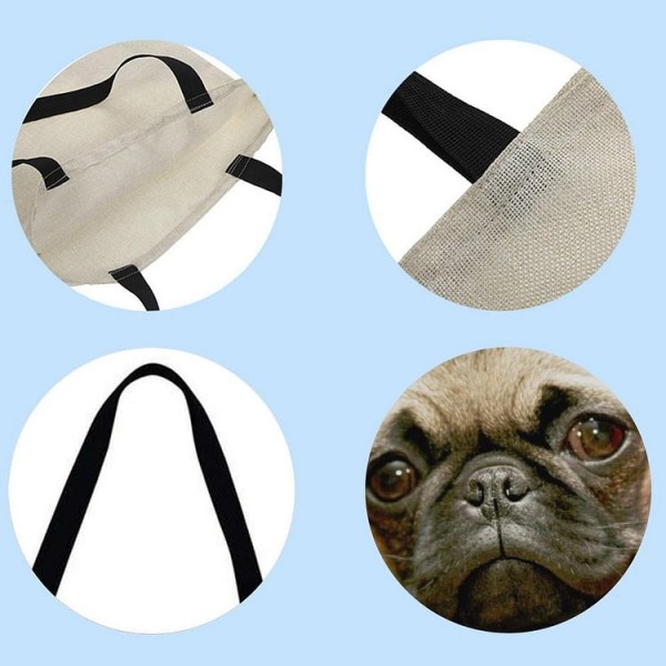 Linen Tote Bag -  pug