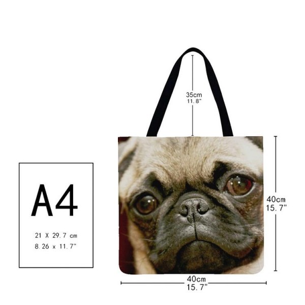 Linen Tote Bag -  pug