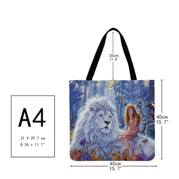 Linen Tote Bag -  lion and beauty