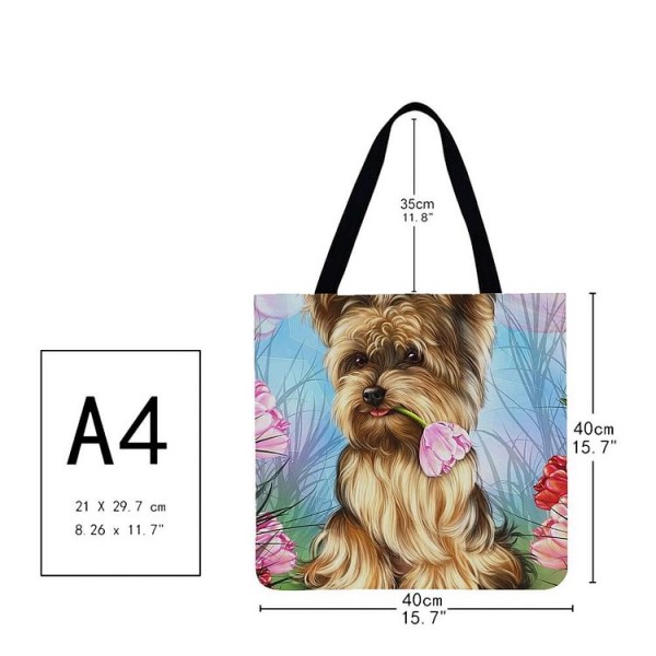 Linen Tote Bag -  dog