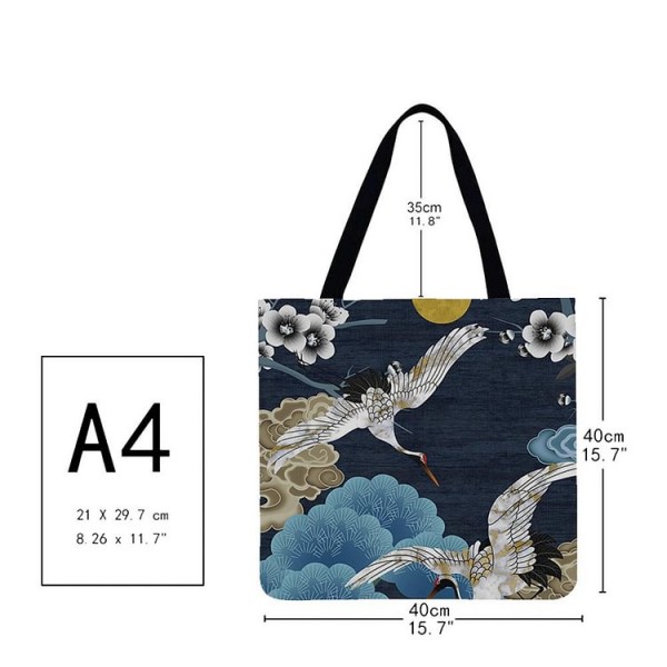 Linen Tote Bag -  Japanese crane